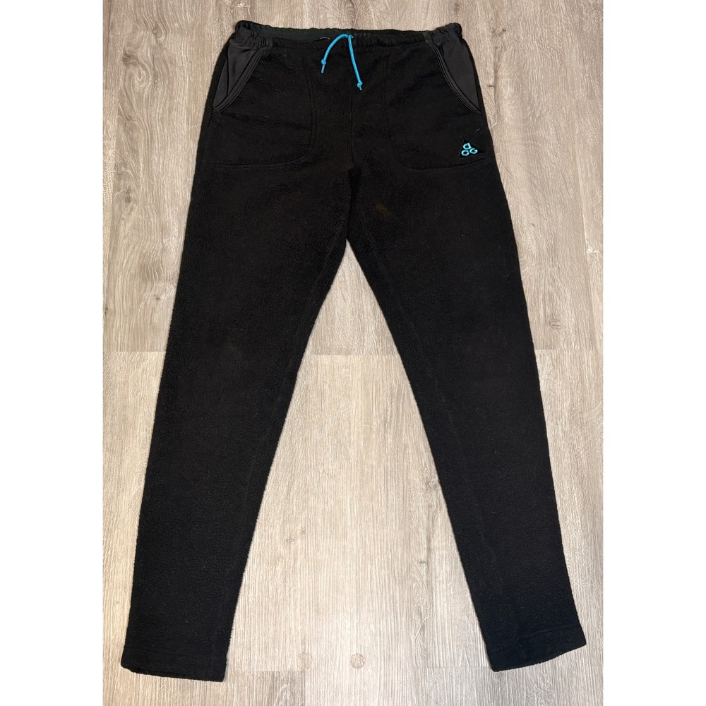 Nike‎ ACG Vintage Fleece Sweatpants Mens Medium Black Joggers Blue Drawstring